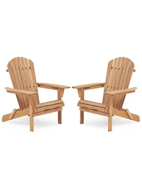 Simplie Fun Wooden Outdoor Folding Adirondack Chair Set Of 2 Wood Lounge Patio Chair For Garden, Garden