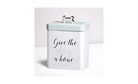 Amici Pet Marley Metal Treats Storage Canister w/ Bone Design Lid, 96 oz., White Green Black