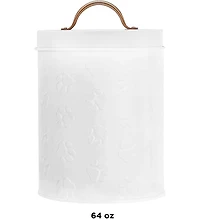 Amici Pet Puppy Paws White Metal Food Canister, Small, Airtight Seal, Removable Lid, and Metal Cooper Handle for Fresh and Stylish Pet Food Storage, 6