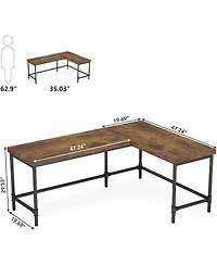 Tribesigns L Shaped Computer Desk, 67 inch Industrial Reversible Corner Desk for Home Office, Pc Laptop Study Writing Table Workstation with Metal Pip
