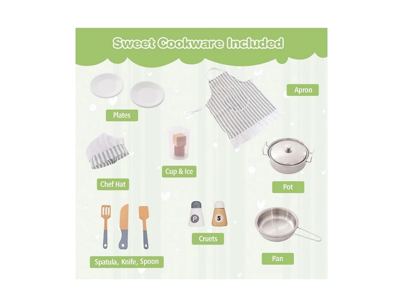 Corner Kids Play Kitchen with Washing Machine & Ice Maker Perfect Gift for Creative Play