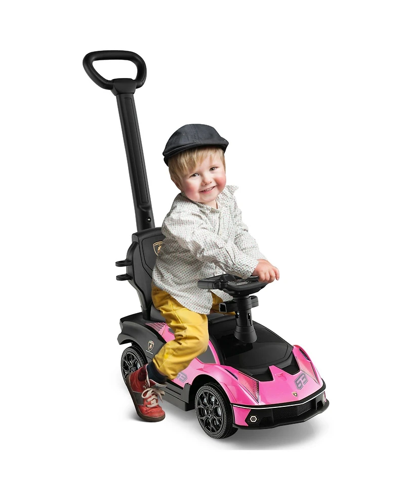 Slickblue 3-in-1 Licensed Lamborghini Ride on Push Car with Handle Guardrail