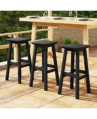 WestinTrends 29" Hdpe Outdoor Patio Square Bar Stools (Set of