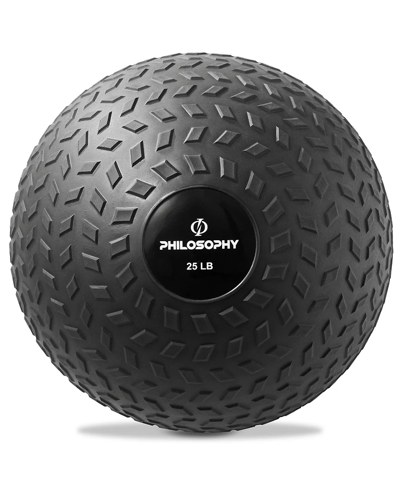 Philosophy Gym Slam Ball, 25 Lb - Weighted Fitness Medicine Ball with Easy Grip Tread