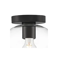 Possini Euro Design Gustin Modern Ceiling Light Semi Flush-Mount Fixture 8 3/4" Black Clear Glass for Bedroom Kitchen Living Room