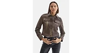 Furniq Uk Women's Leather Jacket, Brown