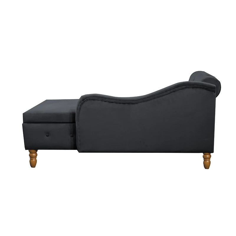 Streamdale Modern Velvet Chaise Lounge with Storage & Pillow