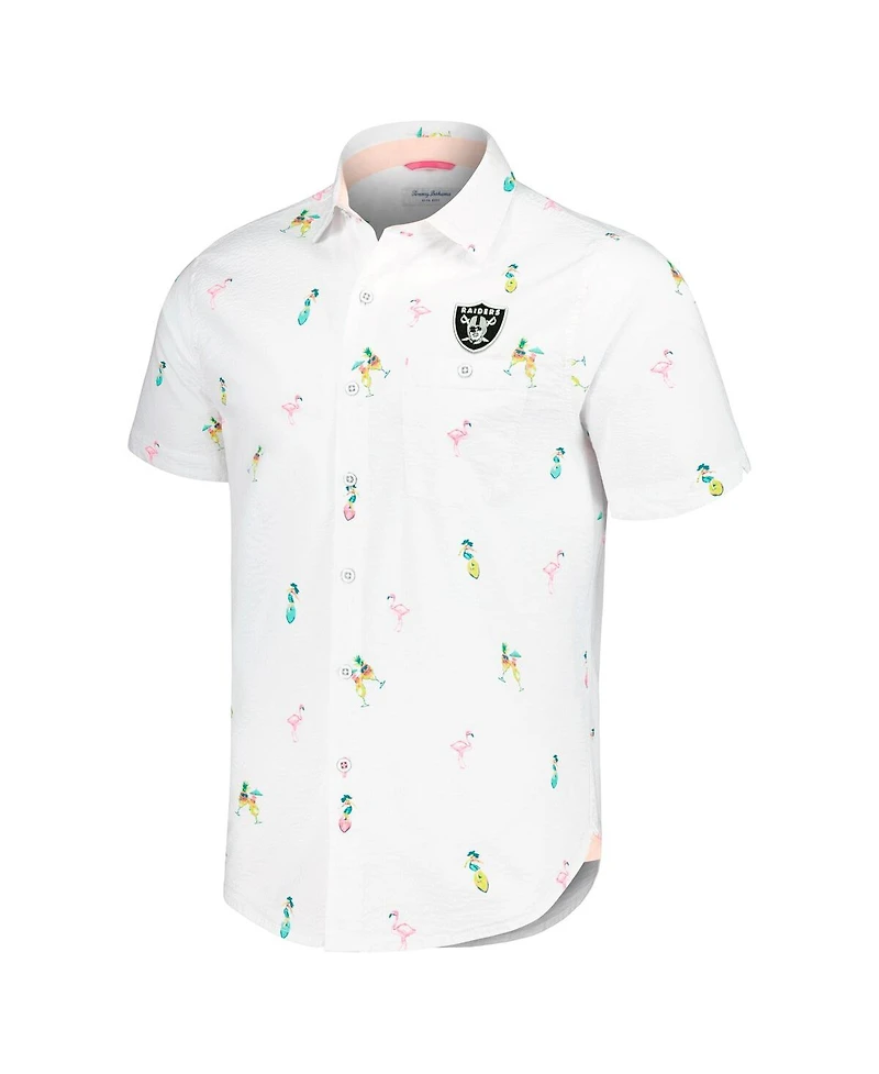 Tommy Bahama Men's Las Vegas Raiders Nova Wave Flocktail Button-Up Shirt
