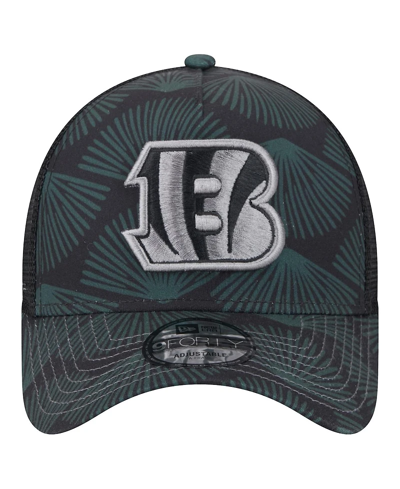 New Era Men's Black Cincinnati Bengals Agave Trucker 9FORTY Adjustable Hat