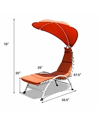 Slickblue Patio Hanging Swing Hammock Chaise Lounger Chair with Canopy-Orange