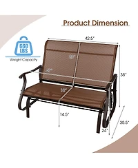 Costway 2-Person Patio Swing Glider Bench Loveseat Rocking Chair High Back Deck
