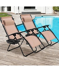 Slickblue 2 Pieces Folding Lounge Chair with Zero Gravity