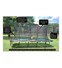 Jumpking Pro-Series Rectangular Trampoline 10ft x 18ft - Double the Springs, Patented V-shaped Spring Arrangement, Comfort Weave Jumping Surface
