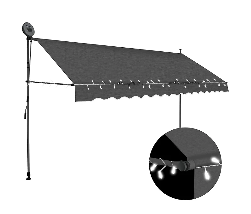 Manual Retractable Awning with Led 157.5" Anthracite