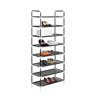 vidaXL Shoe Rack with 8 Shelves Metal and Non-woven Fabric Black