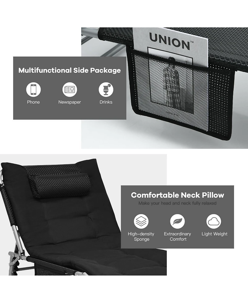 Slickblue 4-Fold Oversize Padded Folding Lounge Chair with Removable Soft Mattress