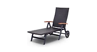 Slickblue Folding Back Adjustable Aluminum Rattan Recliner Lounger Wheels
