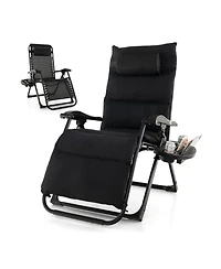 Slickblue Adjustable Metal Zero Gravity Lounge Chair with Removable Cushion and Cup Holder Tray