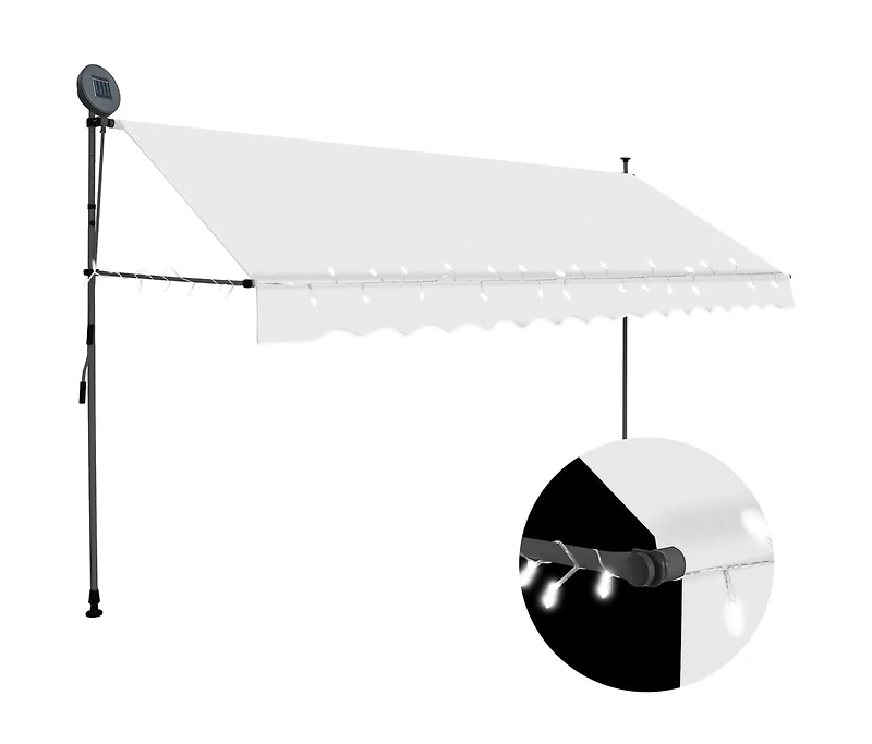 Manual Retractable Awning with Led 137.8" Cream