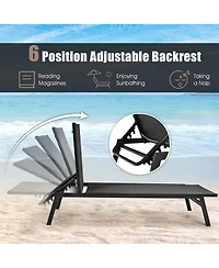 Slickblue Outdoor Reclining Chaise Lounge Chair with 6-Position Adjustable Back