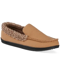 Isotoner Men's Brushed Knit or Plaid Lewis Moccasin Slipper with Fleece Lining and Memory Foam