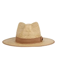 Angela & William Palm Braid Wide Brim Panama Fedora Sun Hat with Grosgrain Band