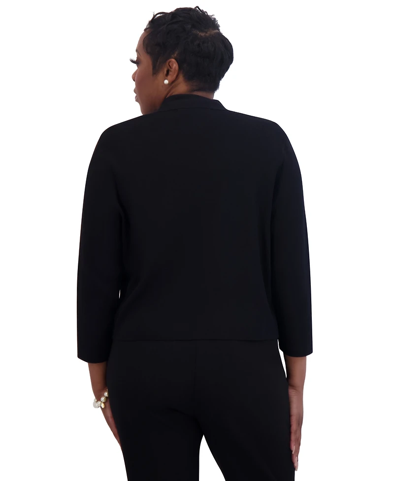 Kasper Women's Collarless Open-Front Cardigan