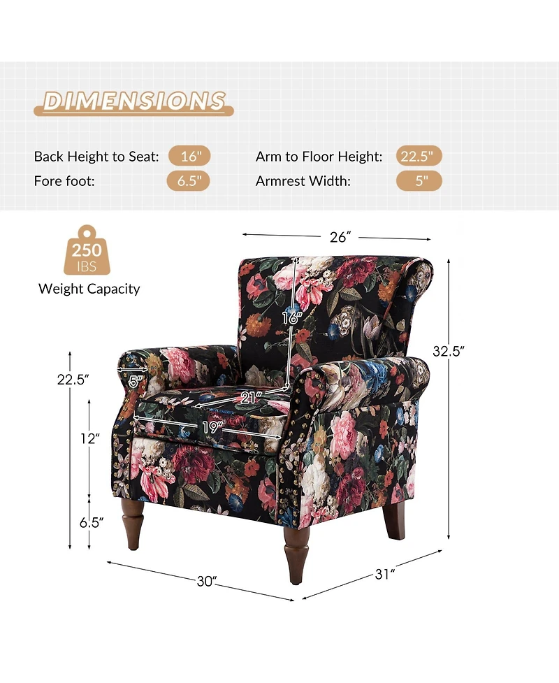 Avelina Wooden Armchair with Nailhead Trim