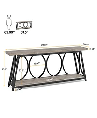 Tribesigns 70.9 inch Extra Long Console Table, Industrial Sofa Table Behind Couch with 2 Tier Storage Shelf, Narrow Entryway Hallway Accent