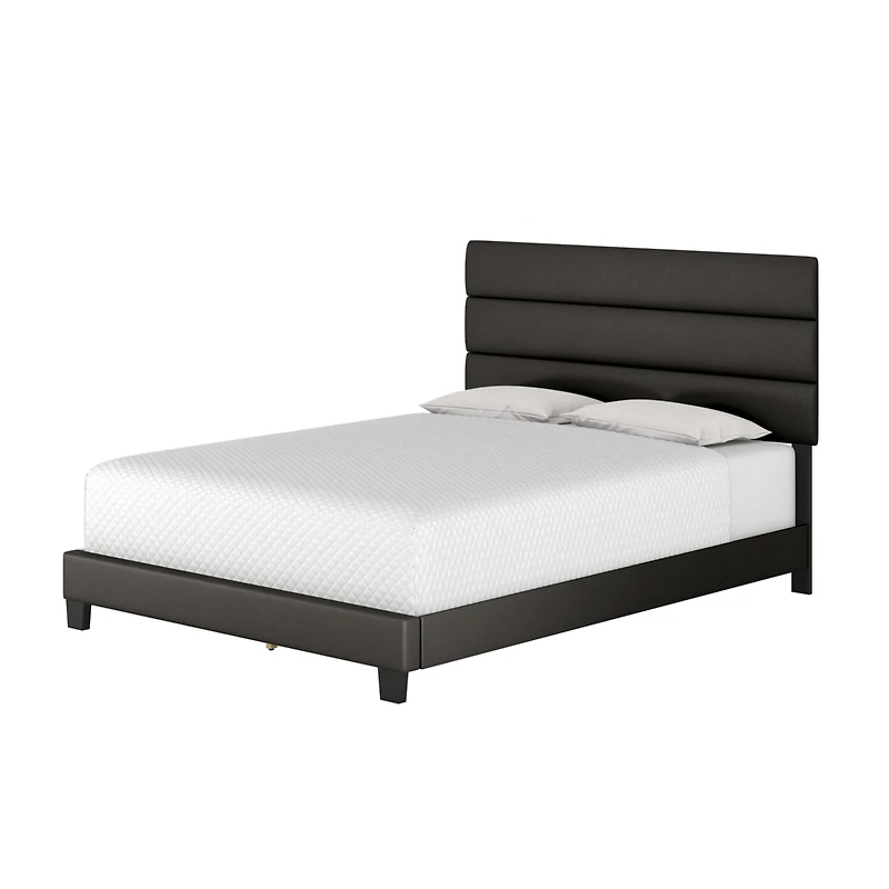 Boyd Sleep Piedmont Leatherette Upholstered Platform Bed Frame with Adjustable Headboard