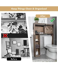 Over the Toilet Bathroom Storage Cabinet with Sliding Barn Door