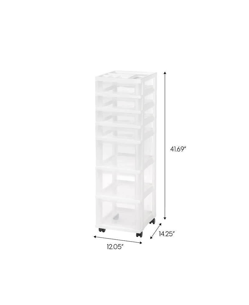 Iris Usa 7 Drawers Plastic Storage rolling Cart with drawer, White