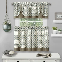 Kate Aurora Modern Geo 3 Pc Kitchen Curtain Tier & Valance Set