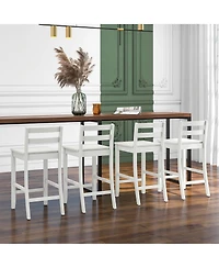 24-Inch Wooden Bar Stools Set of with Ergonomic Backrest Counter Height