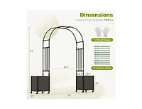 Slickblue 6.6 Feet Arch Arbor Trellis with 2 Planter Boxes & Detachable Pe-Coated Metal Tubes-Black