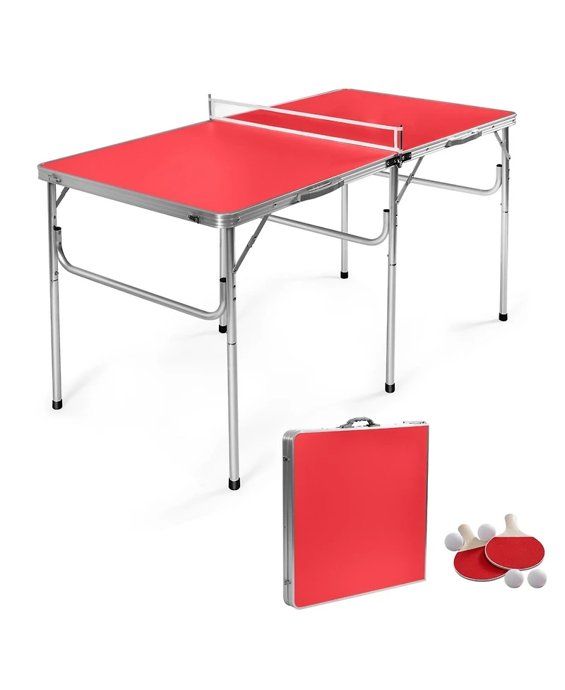 Slickblue 60 Inch Portable Tennis Ping Pong Folding Table with Accessories