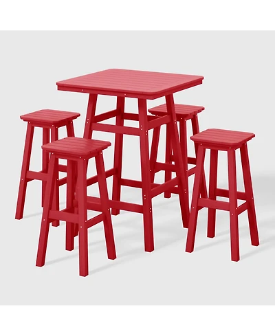 WestinTrends 5-Piece Hdpe Outdoor Patio Dining Bar Bistro Table Set with Bar Stools
