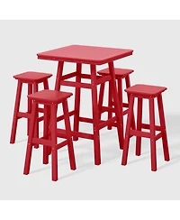 WestinTrends 5-Piece Hdpe Outdoor Patio Dining Bar Bistro Table Set with Bar Stools