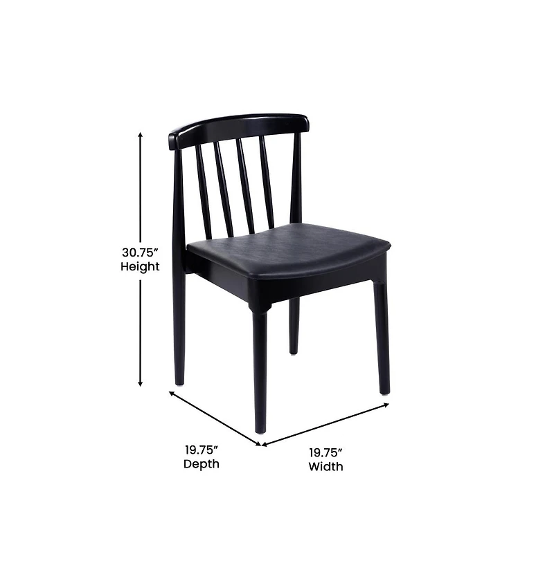 Emma+Oliver Charlize Set Of 2 Solid Wood Dining Chairs With Spindle Backrests And Vinyl Seats