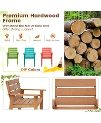 Slickblue 2 Piece Patio Hardwood Chair with Slatted Seat and Inclined Backrest