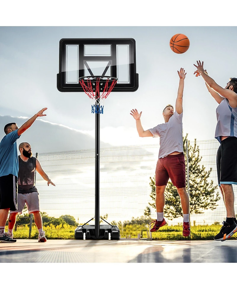Slickblue 4.25-10 Feet Adjustable Basketball Hoop System with 44 Inch Backboard-a