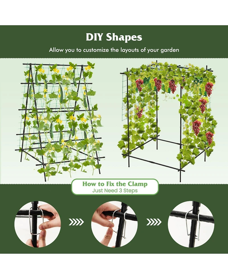 Slickblue A-Frame Garden Cucumber Trellis with Netting for Climbing Plants Outdoor-Black