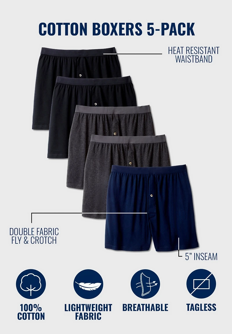 KingSize Big & Tall 5-Pack Cotton Boxers