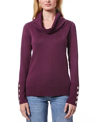 Melissa Paige Women's Petite Chevron-Trimmed Cowl-Neck Sweater