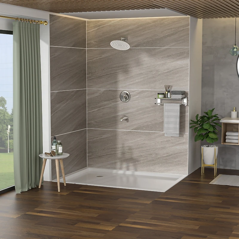 10" Rain Shower Head Systems With Waterfall Tub Spout, Brushed Nickel, Wall Mounted Shower