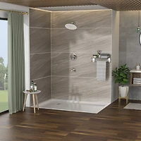 10" Rain Shower Head Systems With Waterfall Tub Spout, Brushed Nickel, Wall Mounted Shower