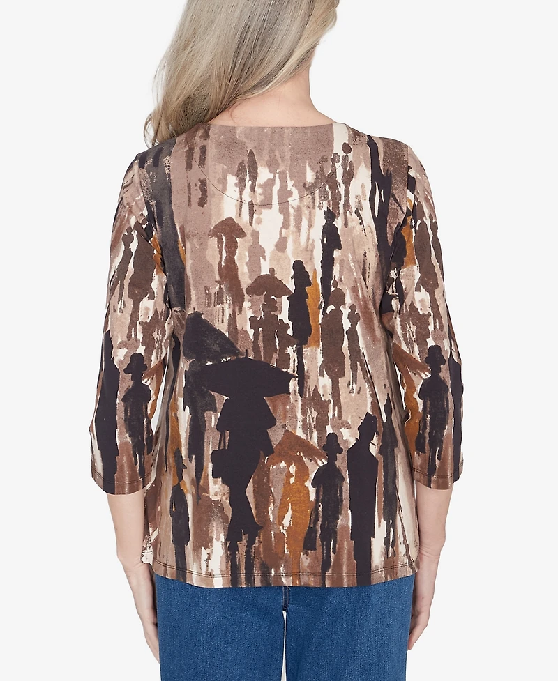 Alfred Dunner Classic Conversational Crew Neck Top