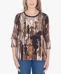 Alfred Dunner Classic Conversational Crew Neck Top
