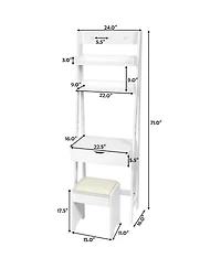 Sugift 3-in-1 Modern Shelf Vanity Set with Flip Top Mirror and 6 Makeup Organizers