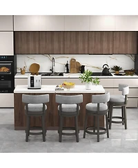 Swivel Bar Stool with Upholstered Back Seat and Footrest